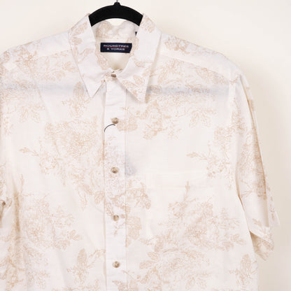 Camisa estampada beige (M) Roundtree & yorke