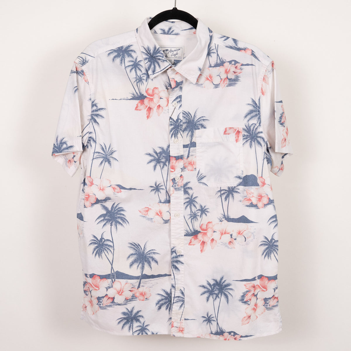 Camisa hawaiana blanca (M) American eagle