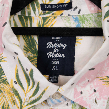 Camisa hawaiana blanca (XL) artistry in motion