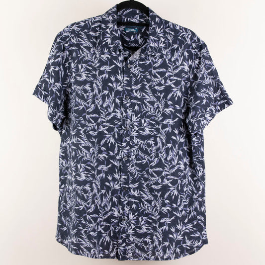 Camisa hawaiana azul (M) Perry Ellis