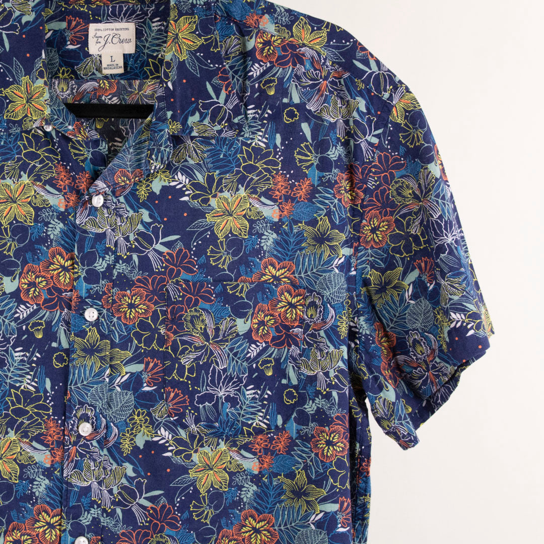 Camisa hawaiana azul (L) J. Crew