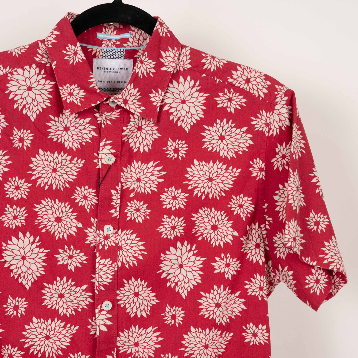 camisa estampada roja (S) Denim & flower