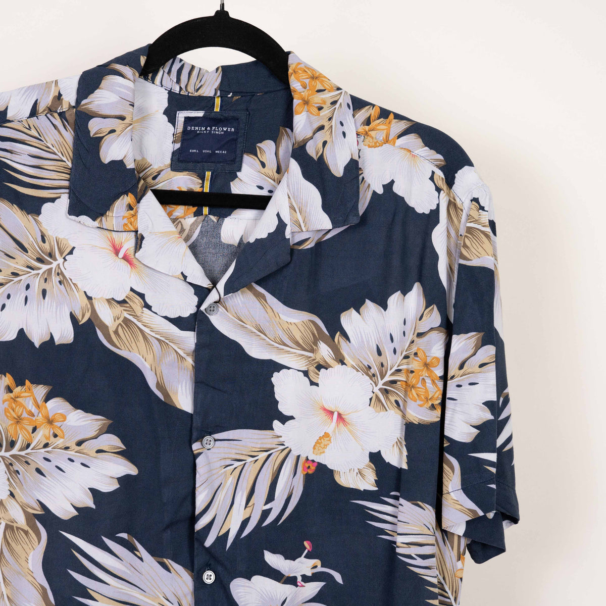 Camisa hawaiana azul (L) Denim & Flower