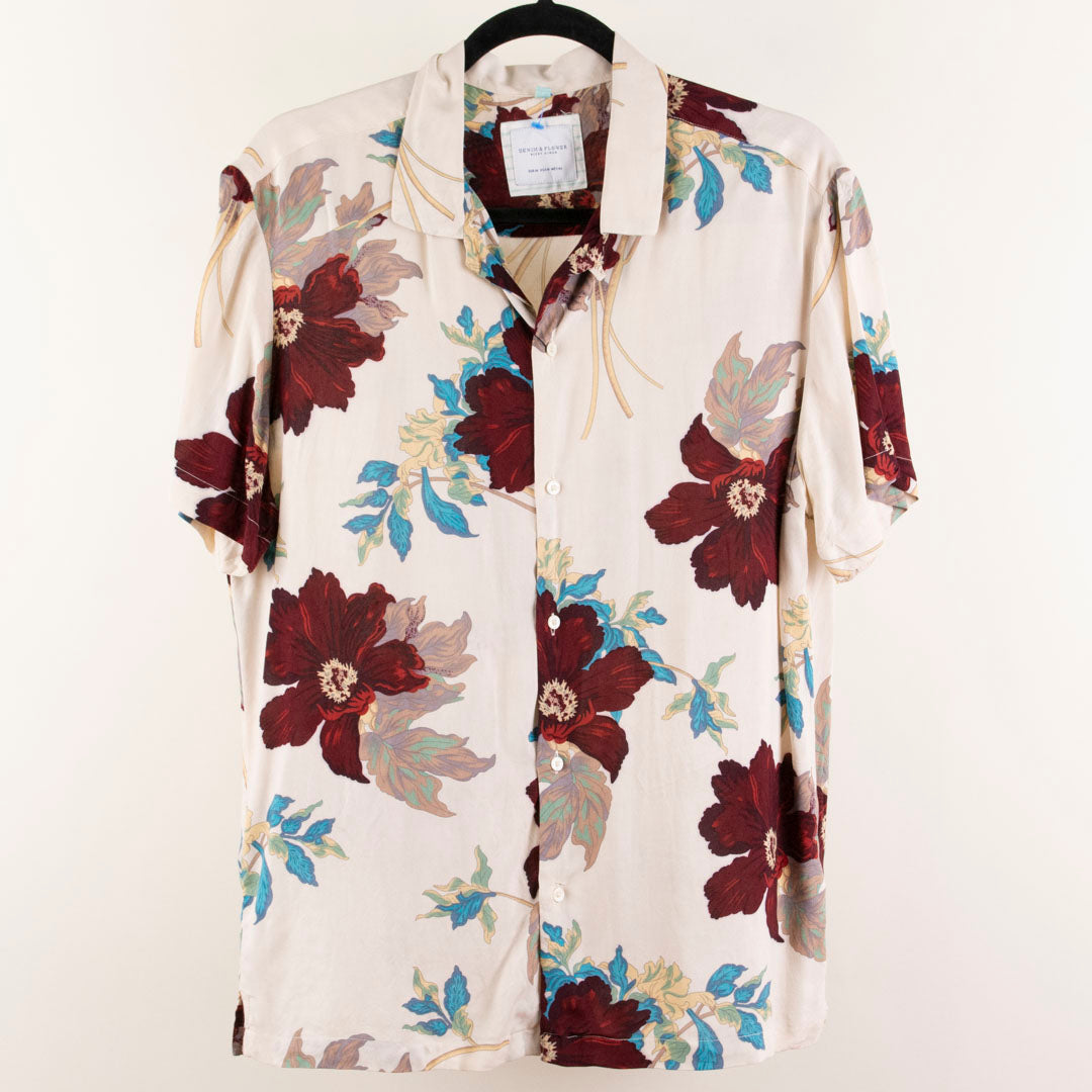 Camisa hawaiana beige (M) Denim & Flower
