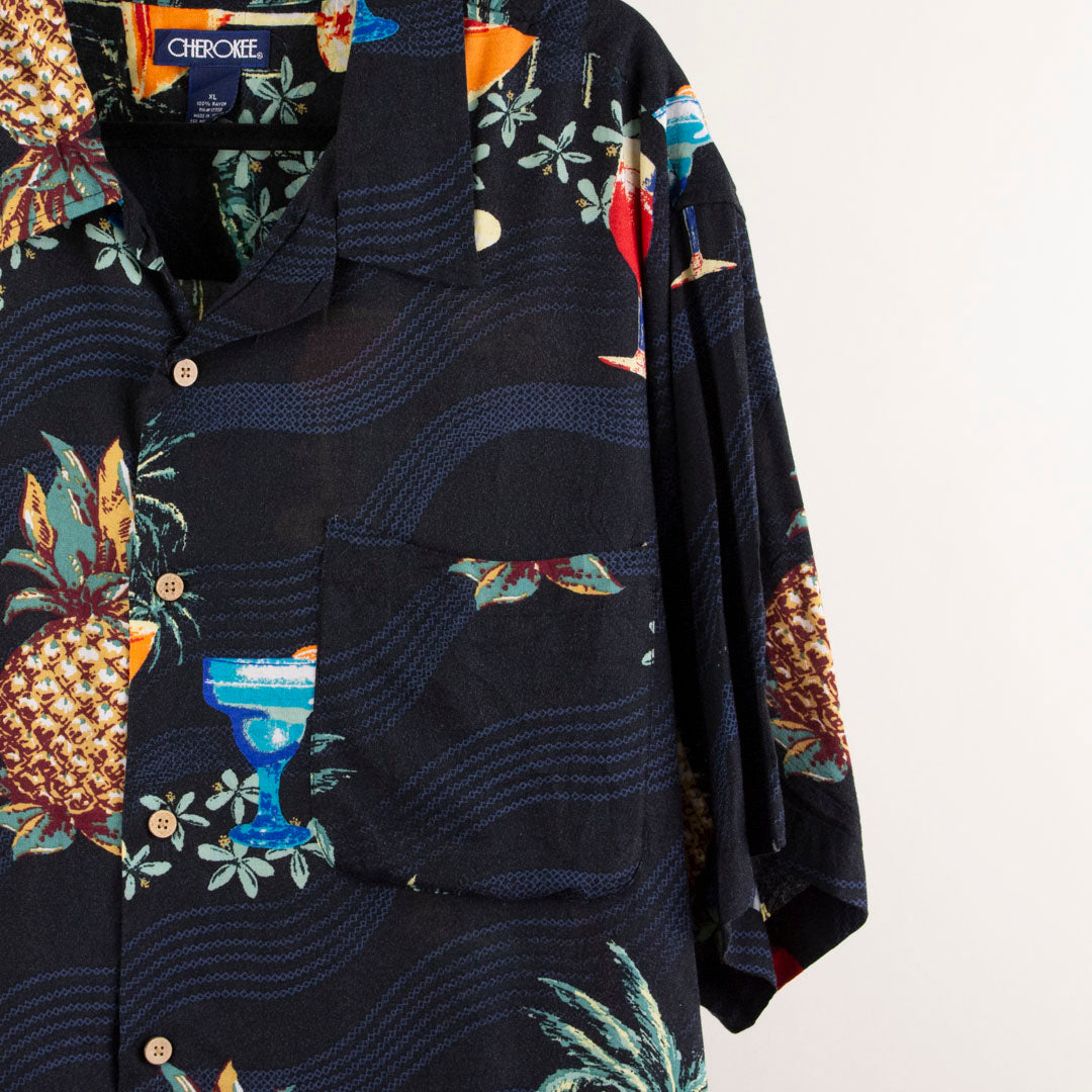 Camisa hawaiana negro (XL) Cherokee