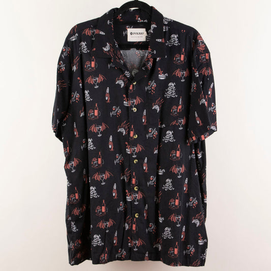 camisa hawaiana negro (2XL) Pyknic