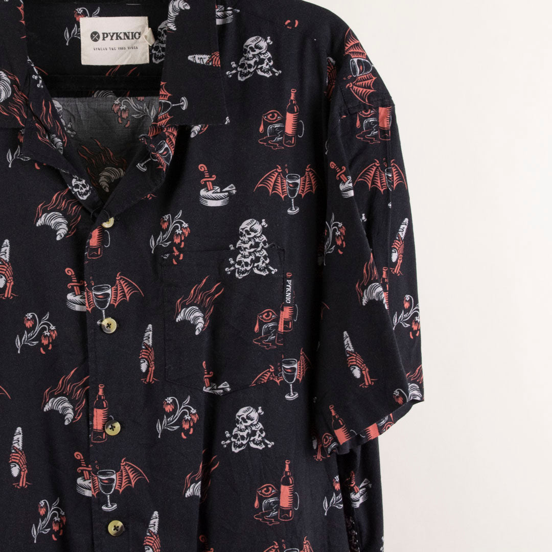 camisa hawaiana negro (2XL) Pyknic