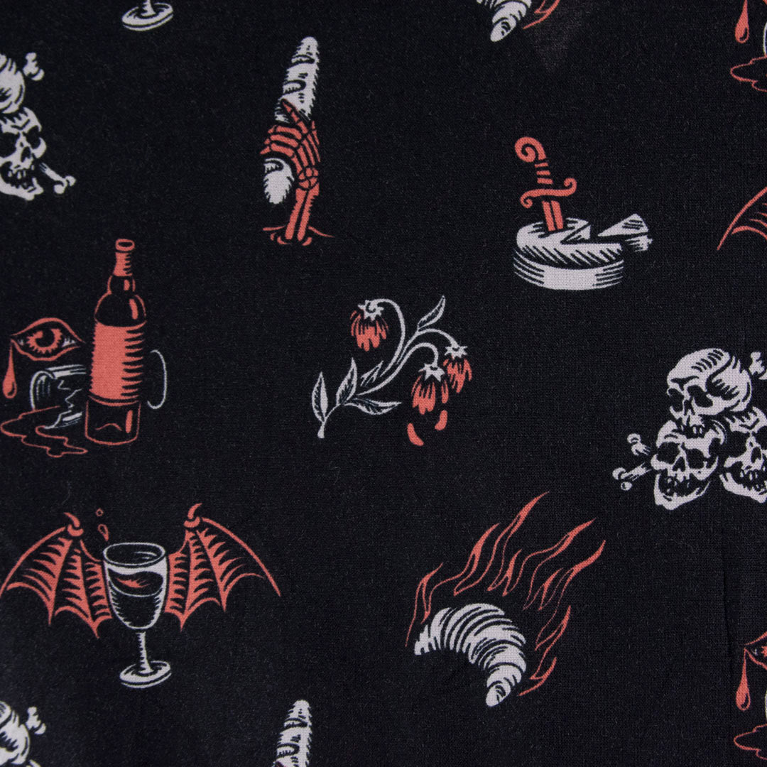 camisa hawaiana negro (2XL) Pyknic