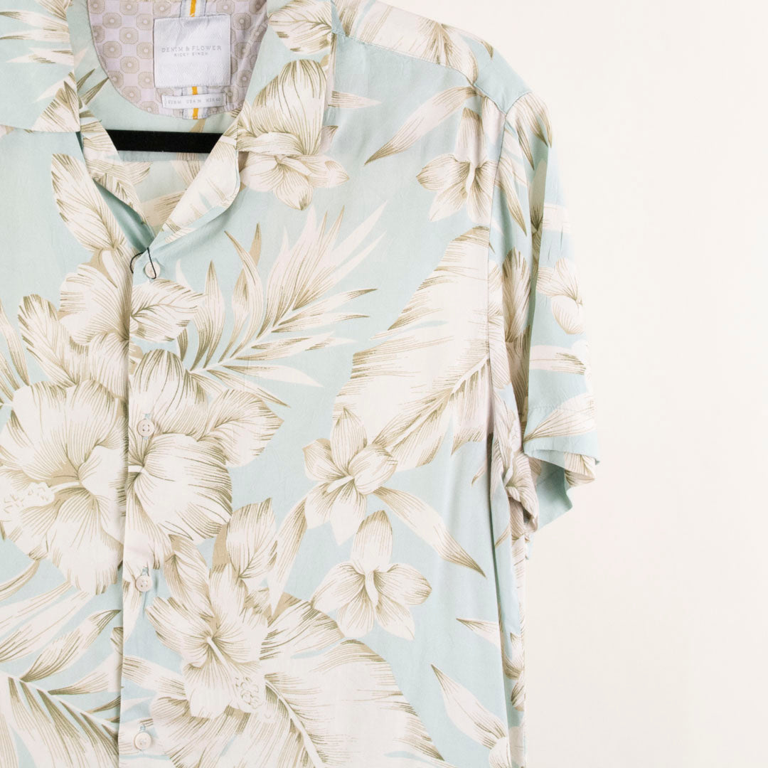 Camisa hawaiana azul (M) Denim & Flower