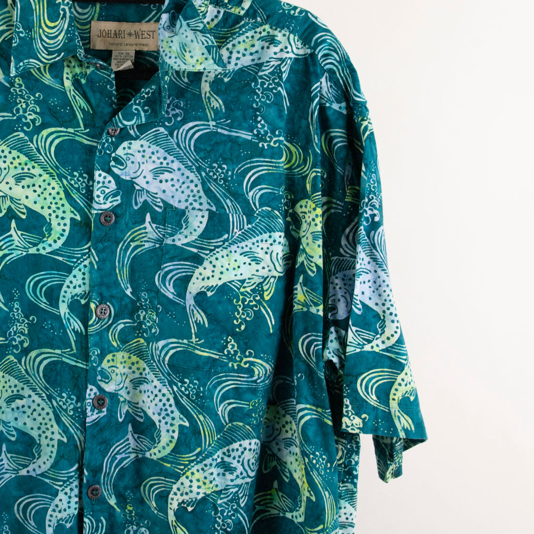 Camisa hawaiana verde (XL) Johari West