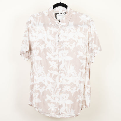 camisa hawaiana beige (M) denim flower
