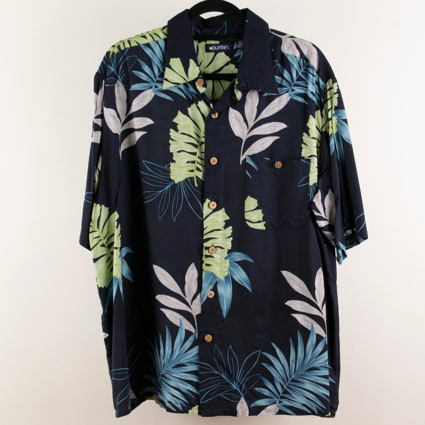 Camisa hawaiana azul marino (L) Puritan