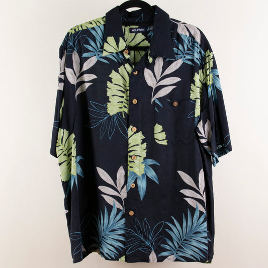 Camisa hawaiana azul marino (L) Puritan
