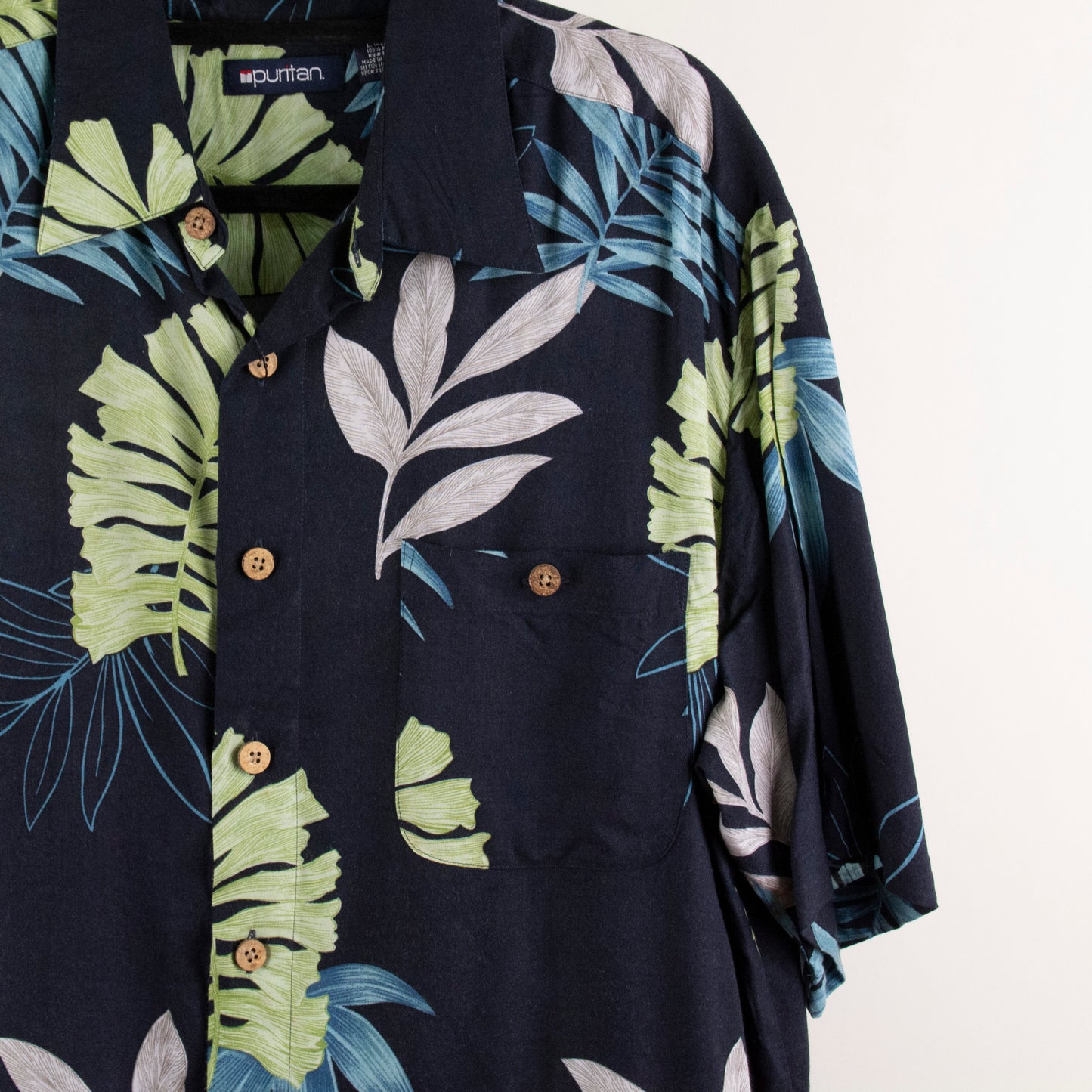 Camisa hawaiana azul marino (L) Puritan