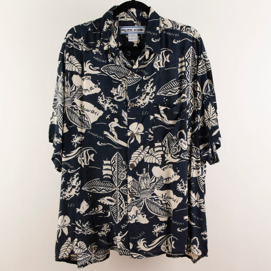 Camisa hawaiana negro ( XL) Pacific Scene