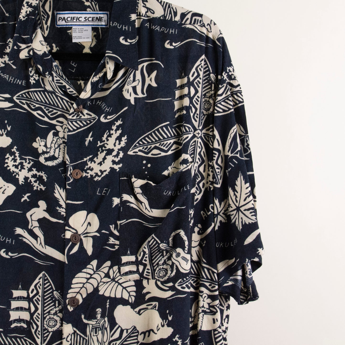 Camisa hawaiana negro ( XL) Pacific Scene