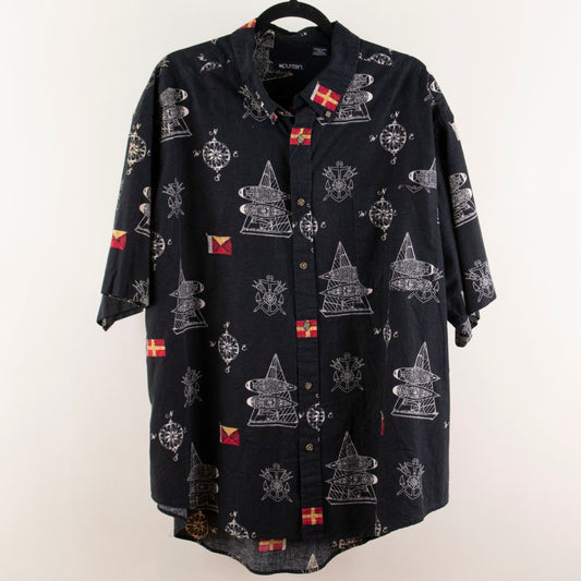 Camisa hawaiana negra (2XL) Puritan