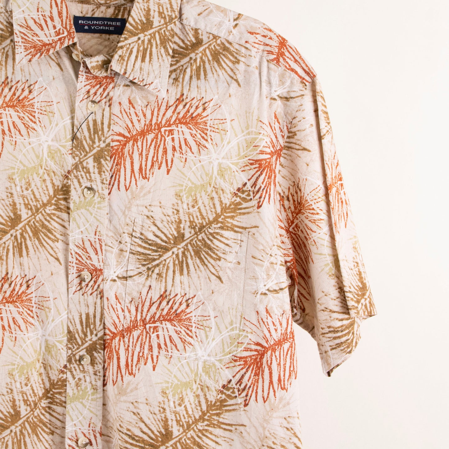 Camisa hawaiana beige (M) Roundtree & Yorke