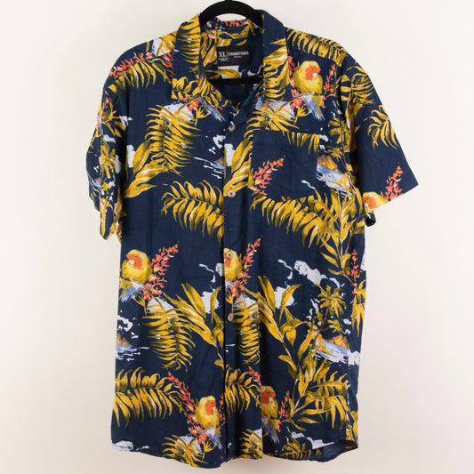 Camisa hawaiana azul marino (XL) Straight Faded