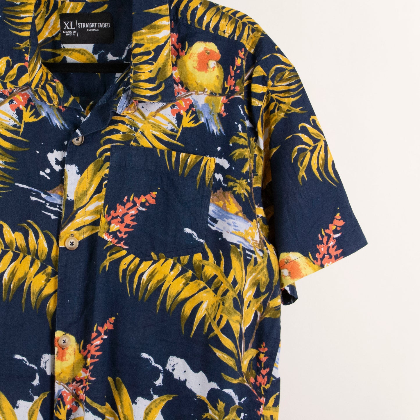 Camisa hawaiana azul marino (XL) Straight Faded