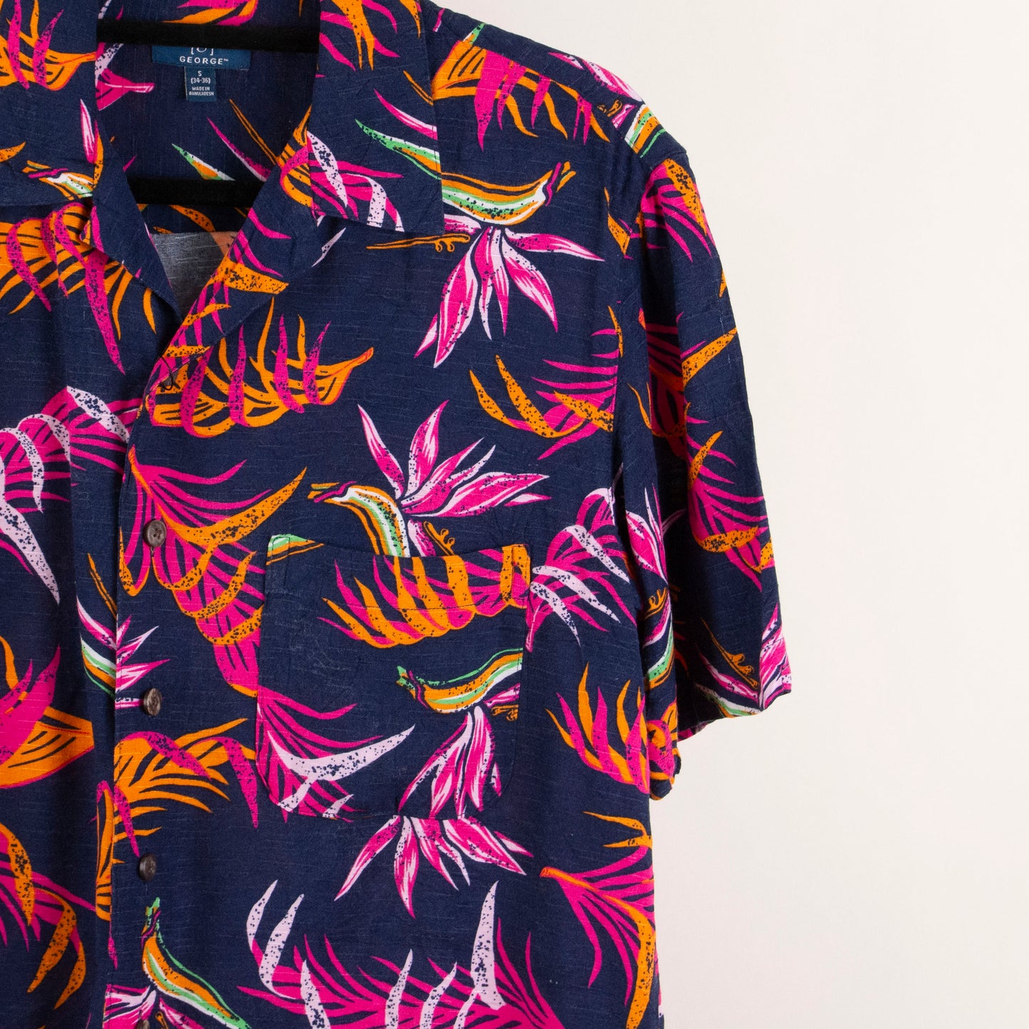 Camisa hawaiana azul marino (S) George
