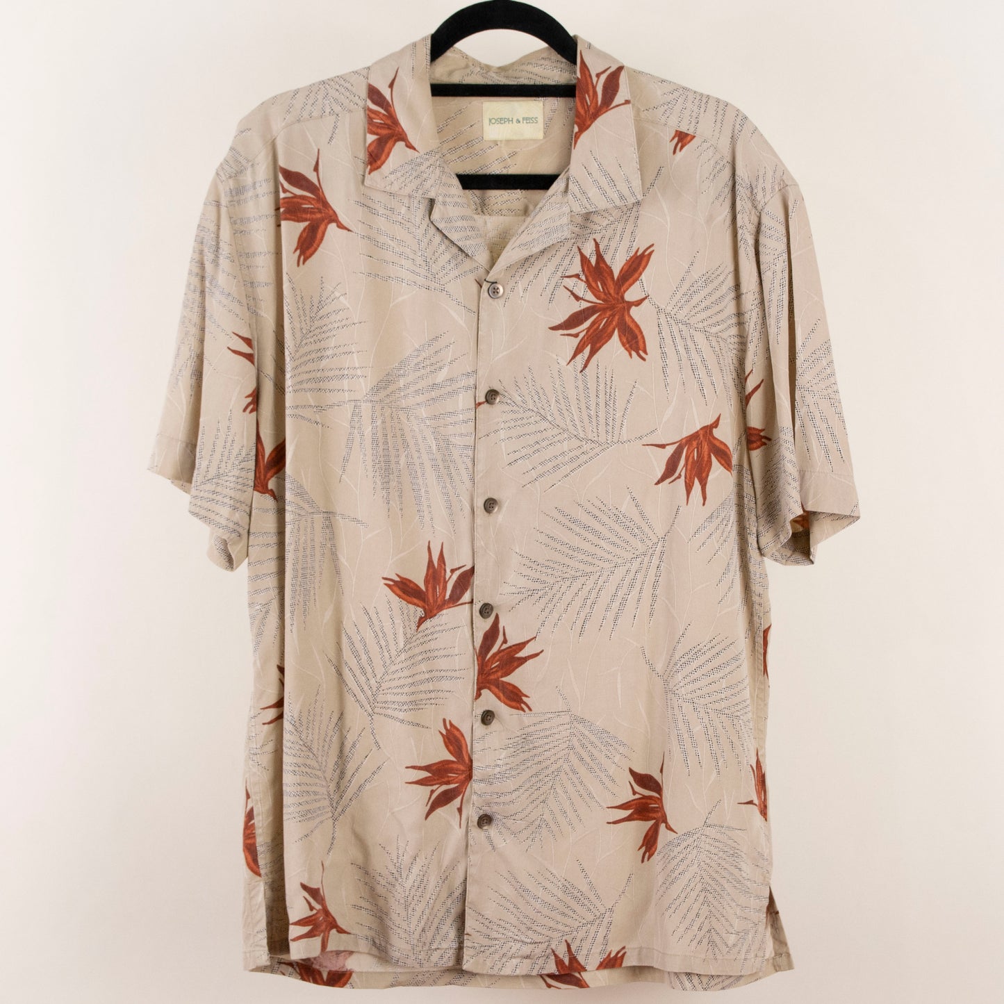 Camisa hawaiana beige (L) Joseph & Feiss