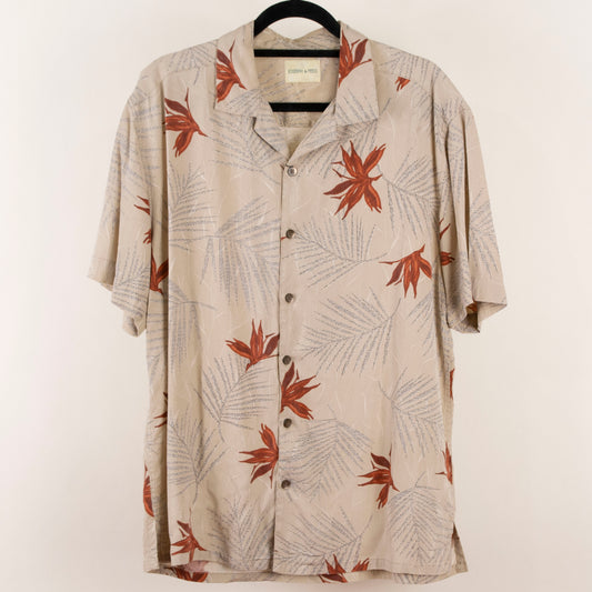 Camisa hawaiana beige (L) Joseph & Feiss