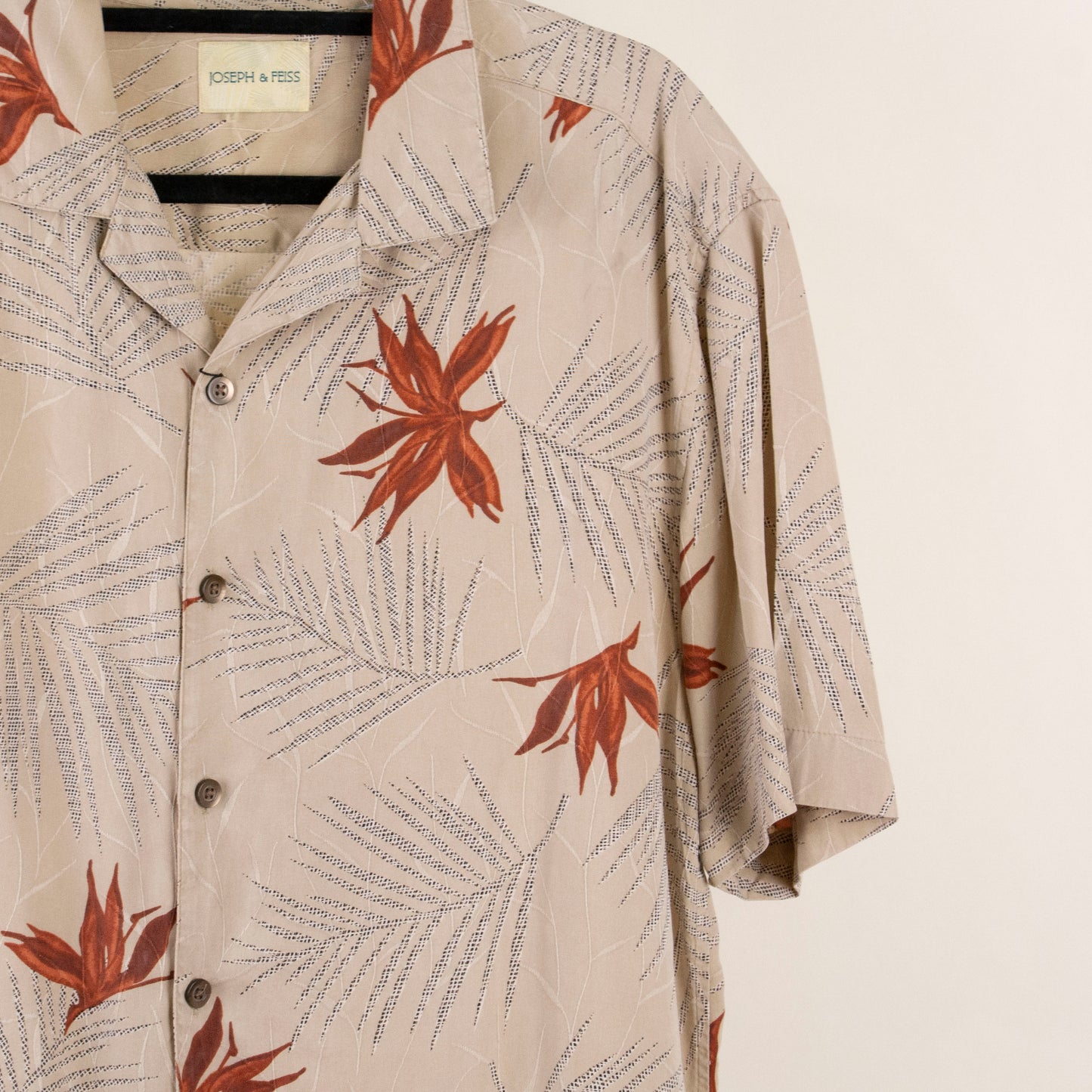 Camisa hawaiana beige (L) Joseph & Feiss
