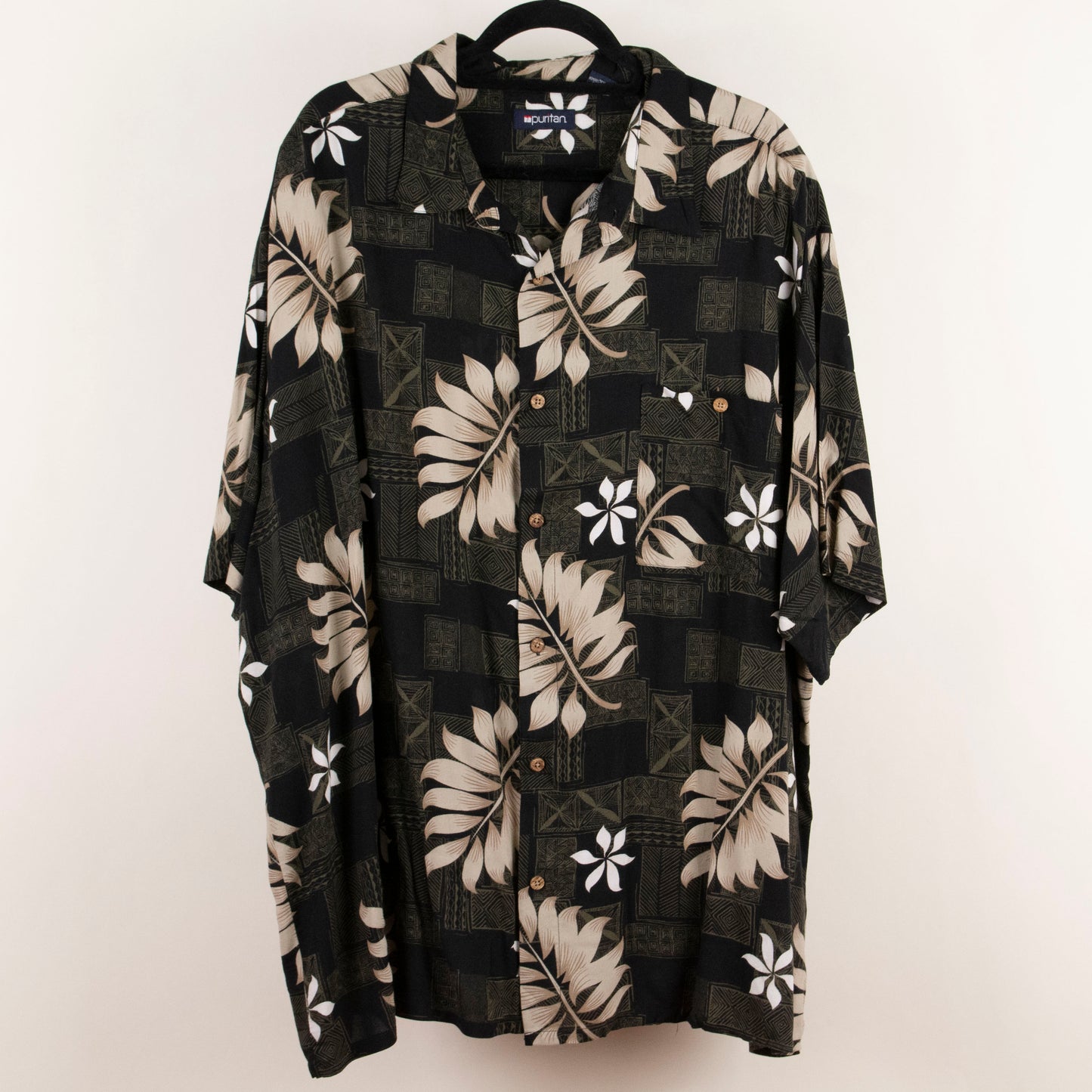 Camisa hawaiana negro (3XL) Puritan