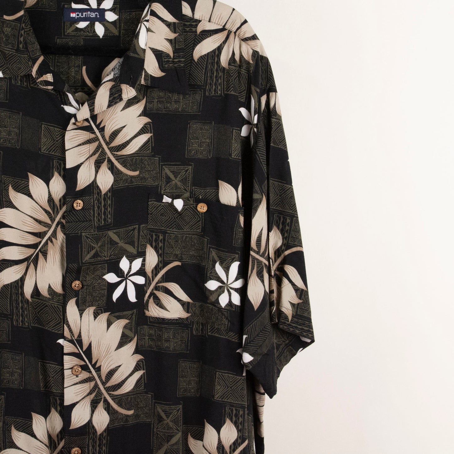 Camisa hawaiana negro (3XL) Puritan