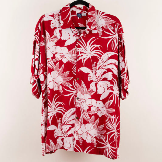 Camisa hawaiana rojo (2XL) Hibiscus Collection Hawaii