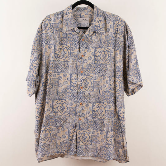 Camisa estampada beige (L) Eddie Bauer