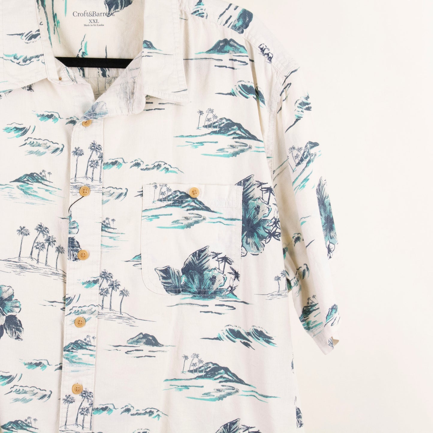 Camisa hawaiana blanco (2XL) Croft&Barrow