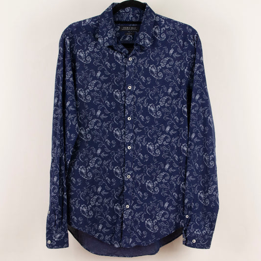 Camisa estampada azul marino (M) Zara Man
