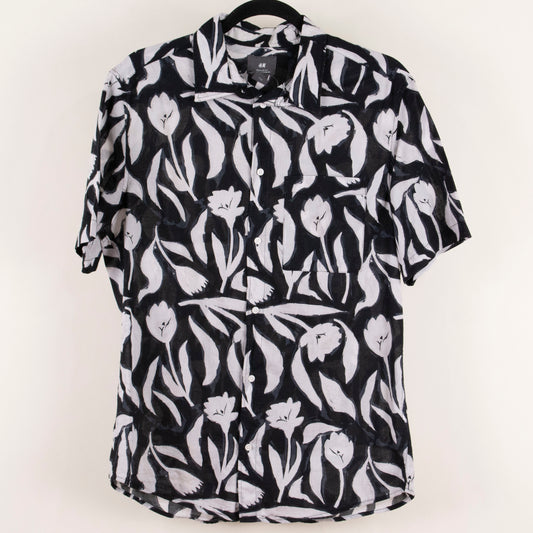 Camisa estampada negro (S) H&M
