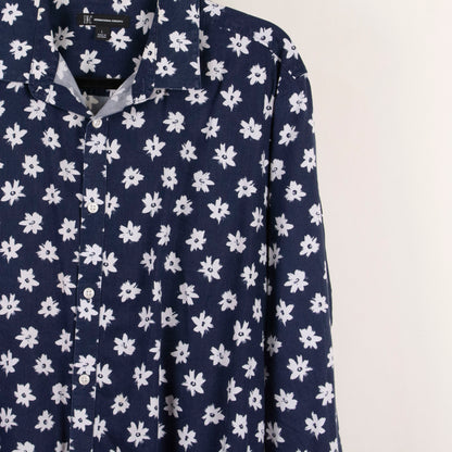 Camisa estampada azul marino (L) International Concepts