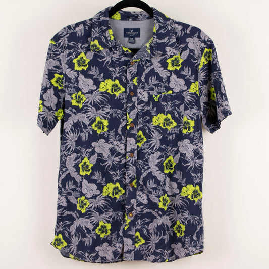Camisa hawaiana azul marino (M) American Eagle