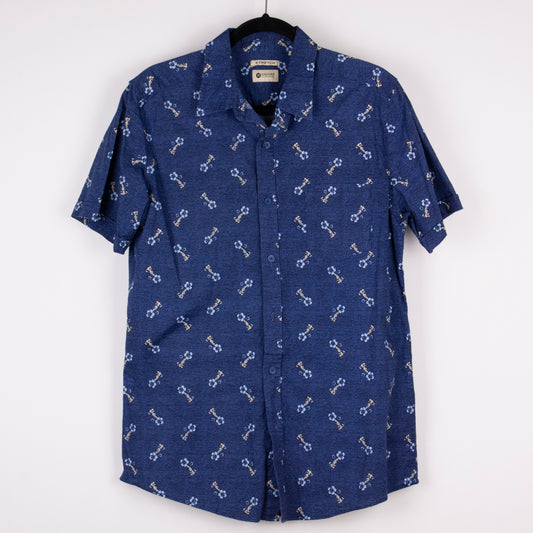 Camisa hawaiana azul (L) Haggar