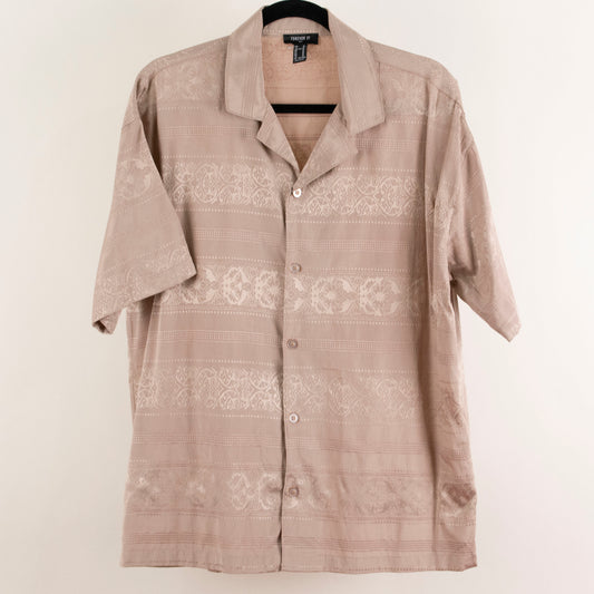 Camisa estampada beige (M) Forever 21