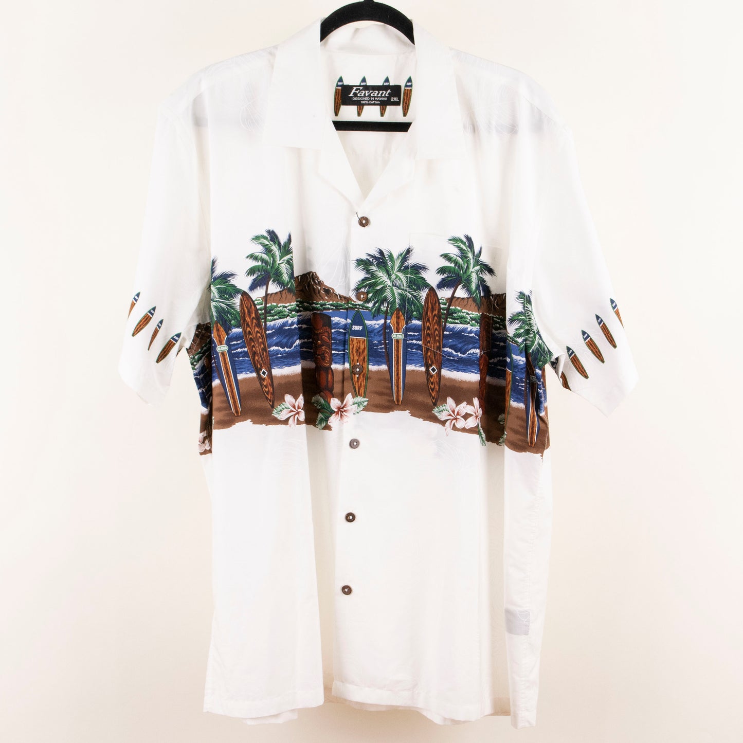 Camisa hawaiana blanco (2XL) Favant
