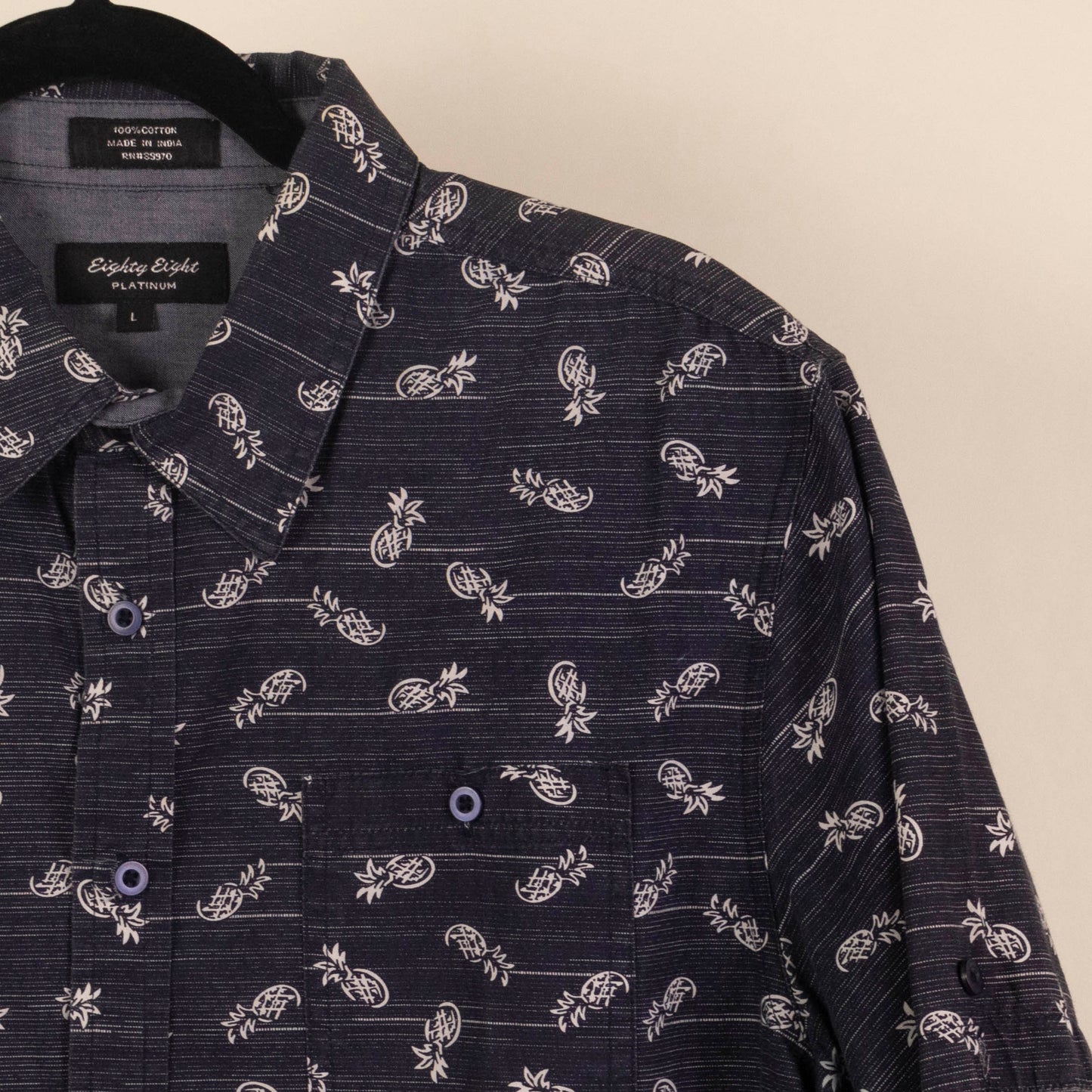 Camisa Estampada Negro (L) Eighty Eight
