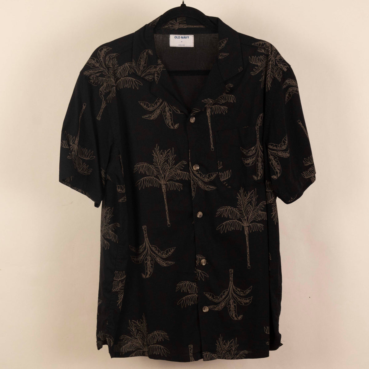 Camisa Estampada Negro (M) Old Navy