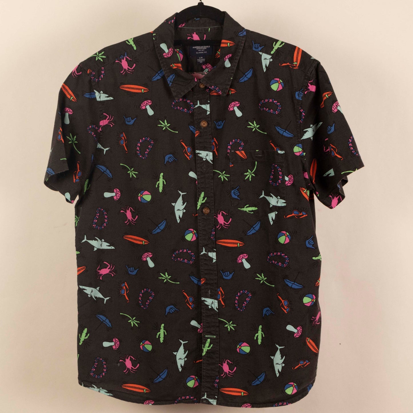 Camisa Estampada Gris (L) American Eagle